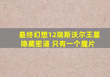 最终幻想12瑞斯沃尔王墓 隐藏密道 只有一个魔片